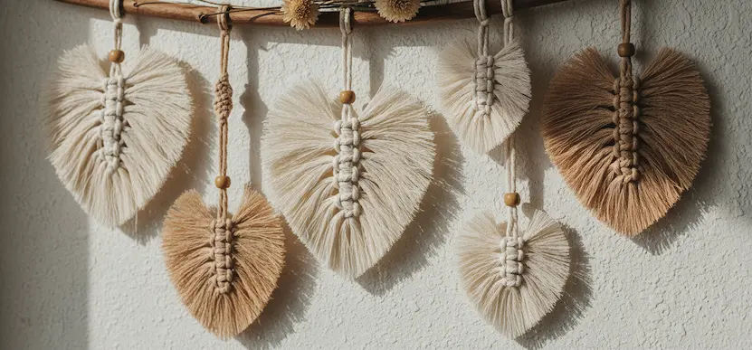 Hojas hechas de macramé