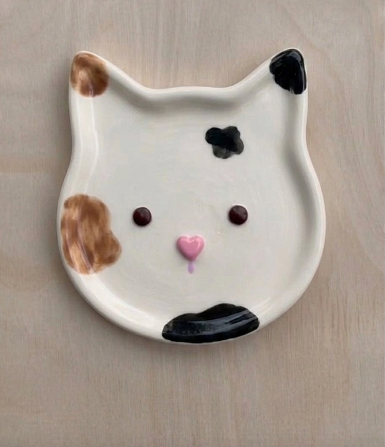 platito joyero con forma de gato ceramica